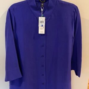 Eileen Fisher Vibrant Royal Blue Button-Front Top